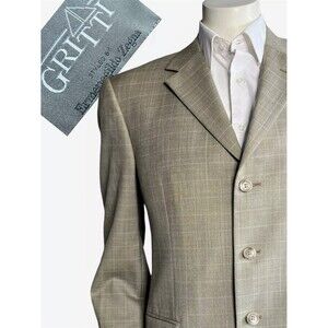 Ermenegildo Zegna x Gritti Men's 40S Blazer Windowpane Single Breasted 3 Button
